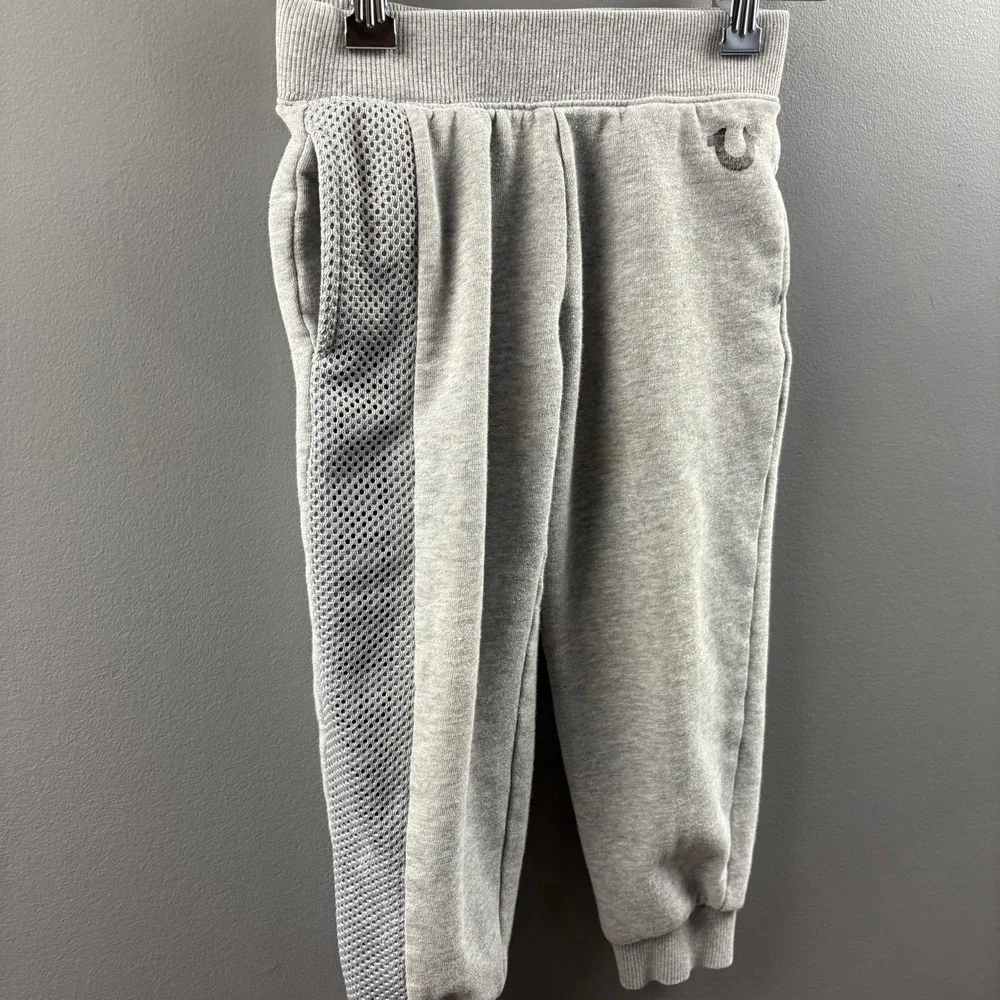 True Religion Kids 4‎ Sweatpants Joggers Gray Mesh Side Logo Sporty Adventurer
